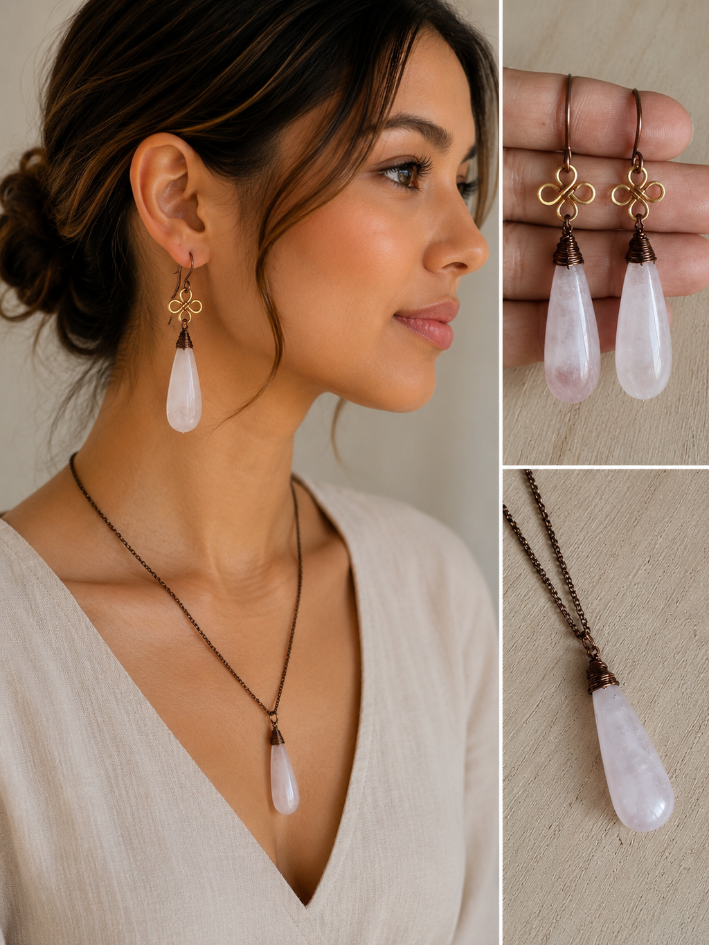 Clear Quartz Clover Artisan Gemstone Set