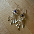 Silver plated Fringe Teardrop Earrings with Amethyst Beads