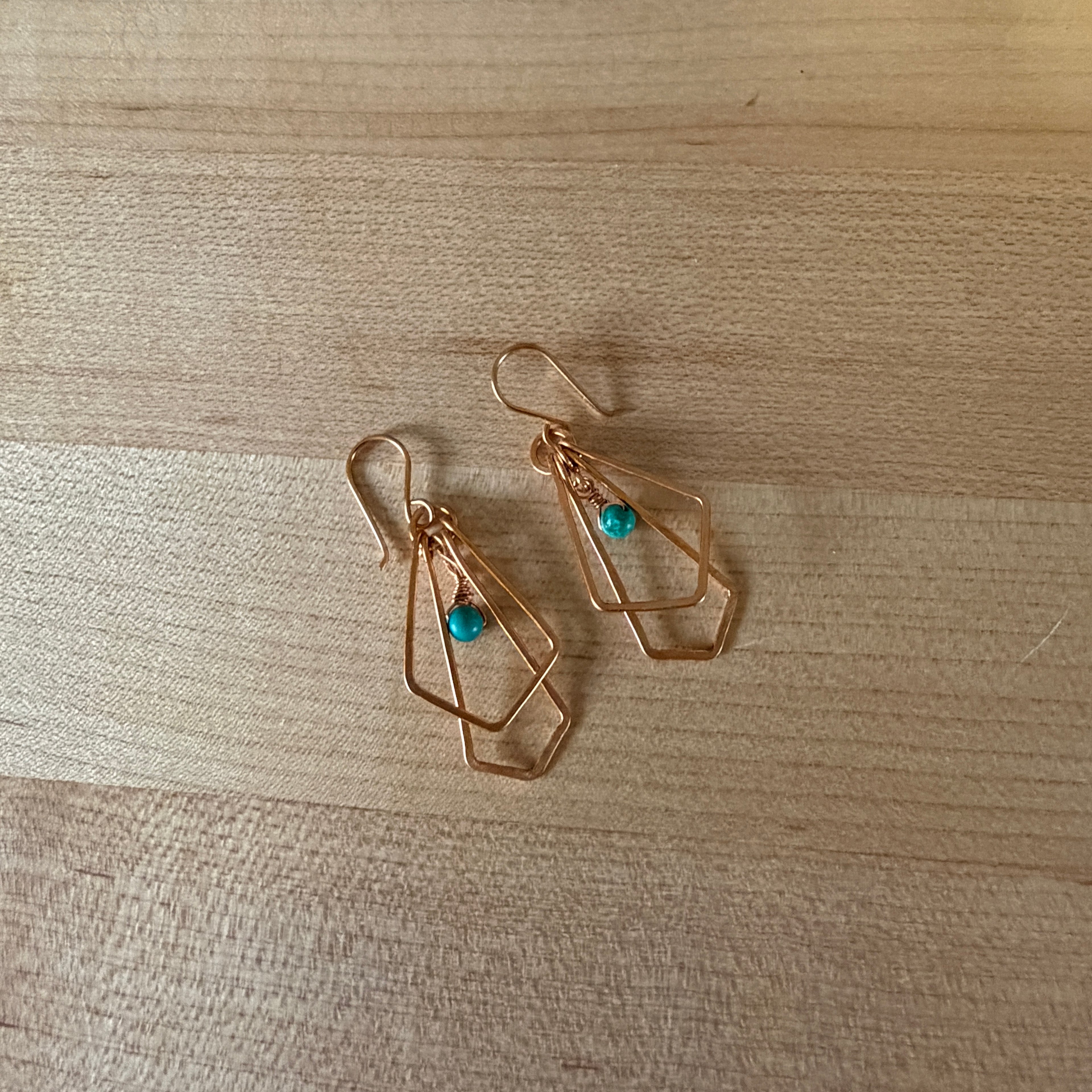 Geometric Brass & Turquoise Earrings
