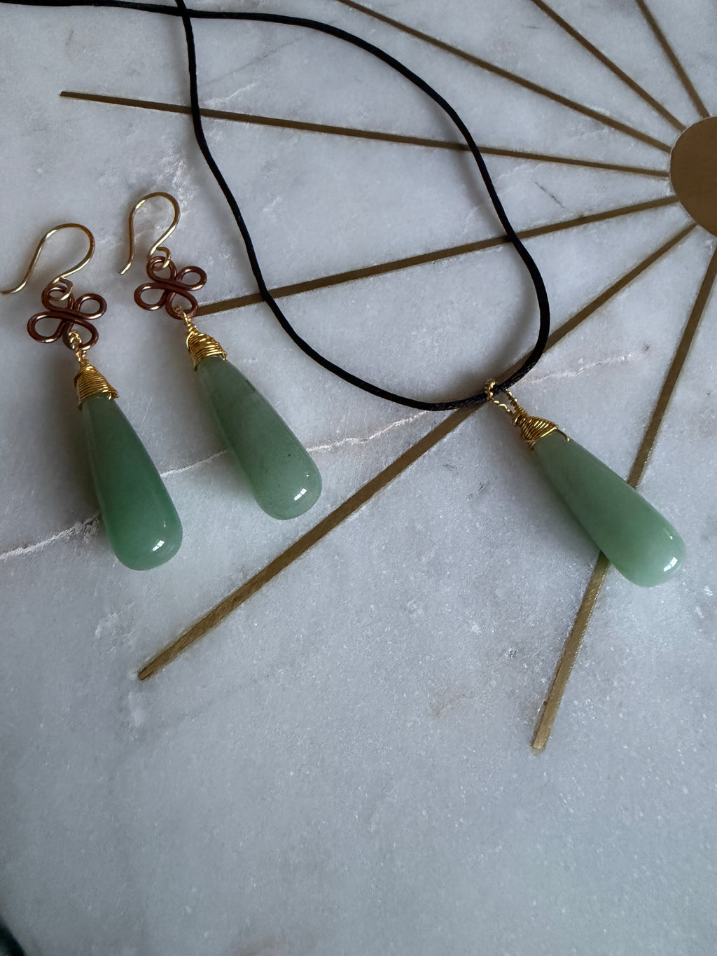 Aventurine Jade Clover Jewelry Set
